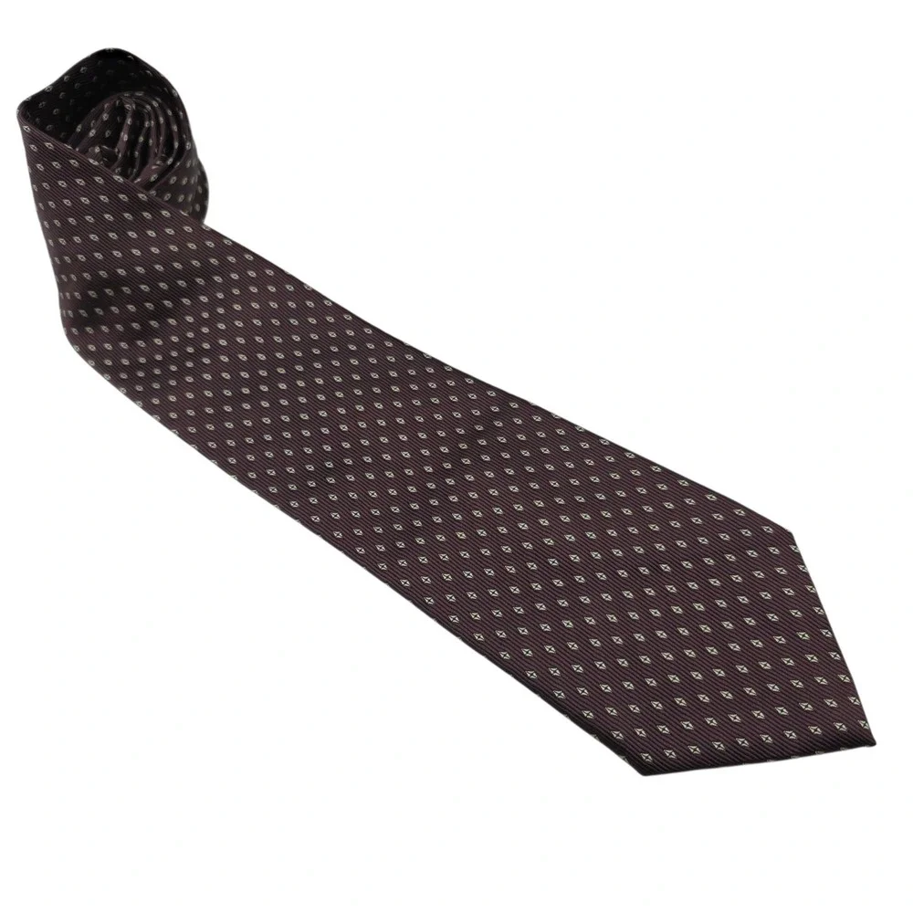 Vintage Valentina Tie 100% Silk Italy Burgundy Polka Dot Classic Necktie Retro
